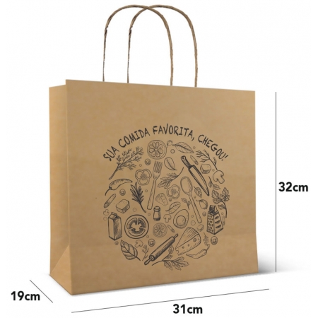 Sacola Paperbag "Sua Comida Favorita" Tamanho Delivery Express (31 x 32 x 19) Caixa com 100 / R$ 1,10 a unidade
