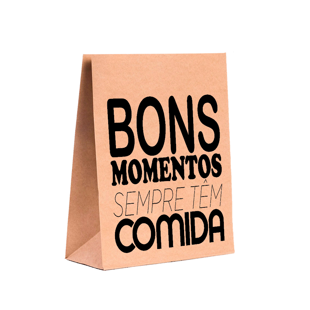 Saco Paperbag "Bons Momentos" Tamanho Delivery (29 x 32 x 16) Caixa com 100 / R$ 0,72 a unidade