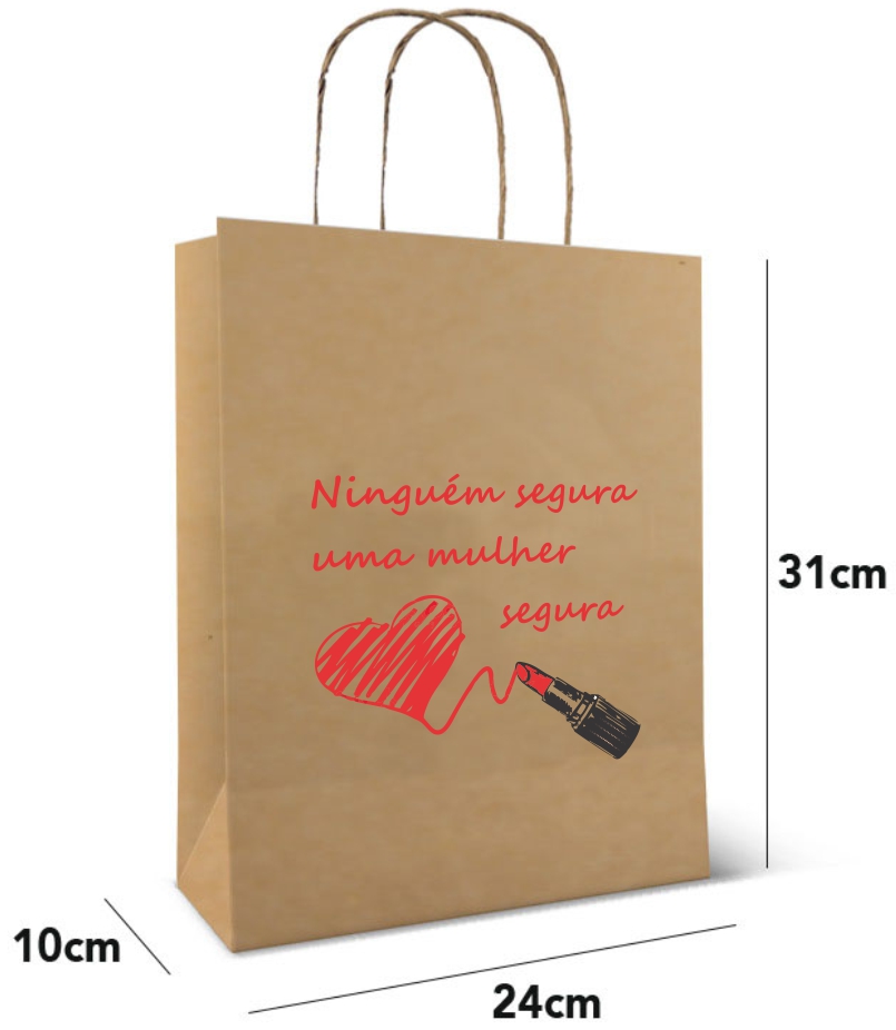 Sacola Paperbag "Mulher Segura"  Tamanho P (24 x 31 x 10) Caixa com 100 / R$ 0,90 a unidade