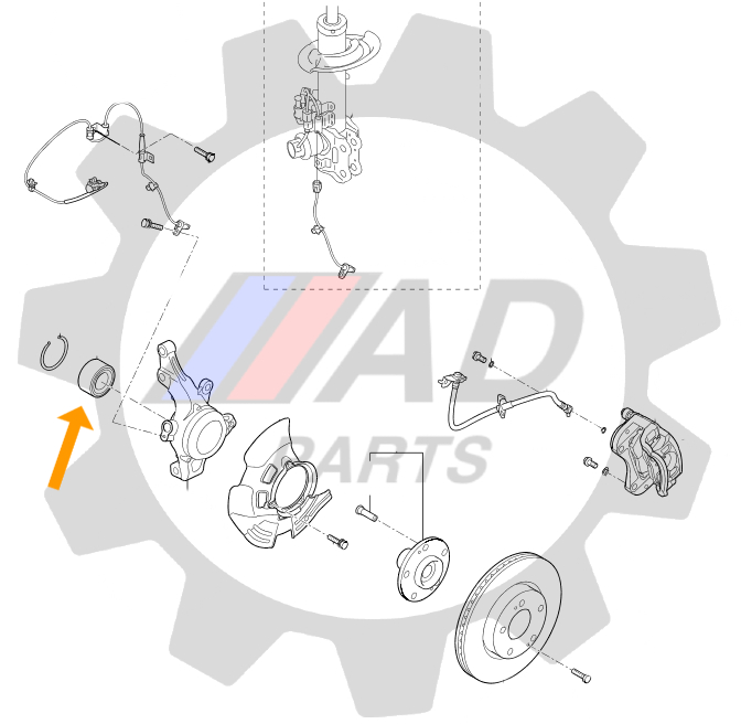 Rolamento de Roda Dianteiro FIAT Strada 1998 até 2015 com ABS