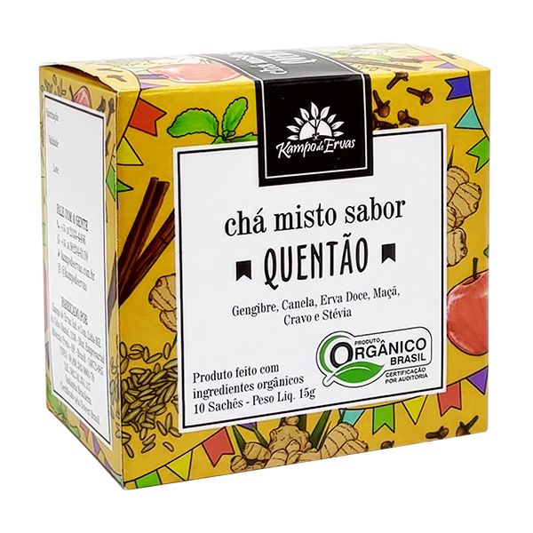 Kit 3cx  Chá Misto sabor Quentão orgânico sachê (30 unid.) Linha Festa Junina