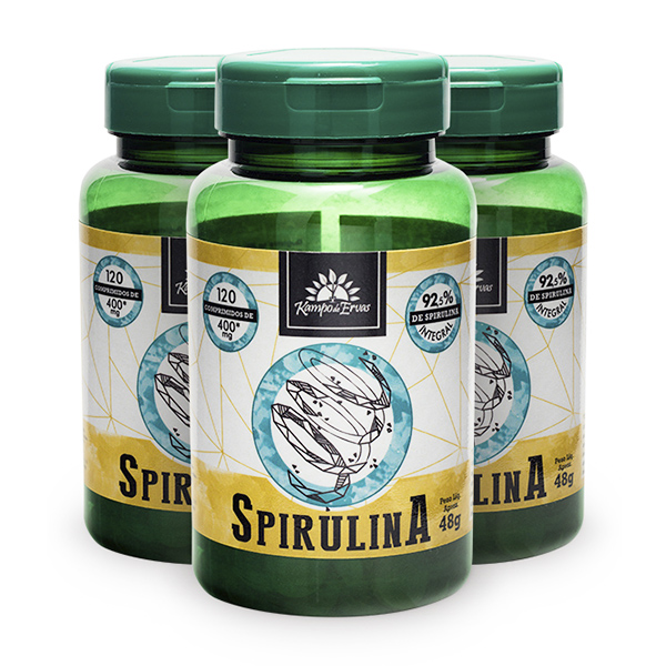 Kit Comprimidos de Spirulina 120 comp. (3 potes)