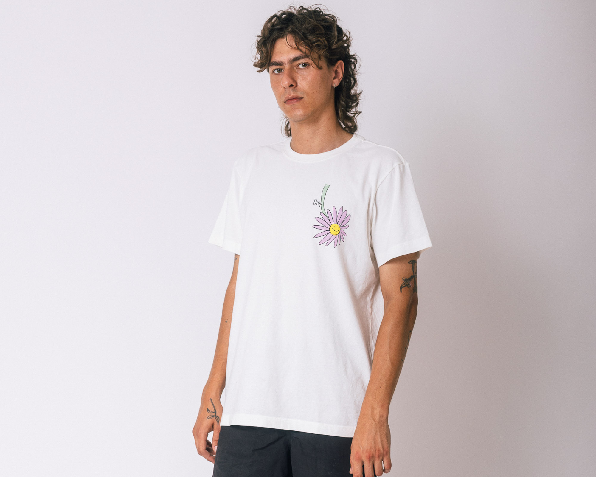 Camiseta Drop  Flor  Off White