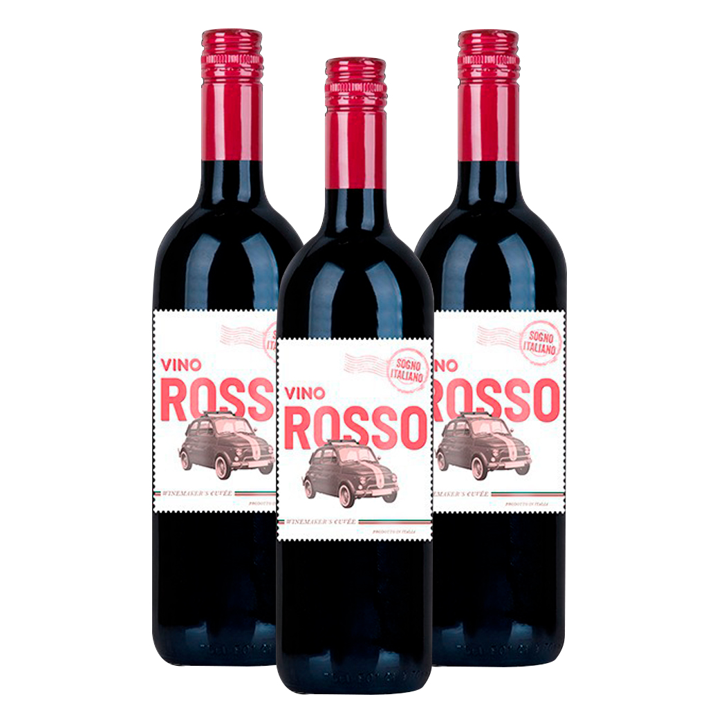 Combo Vinho Italiano Tinto Sogno Rosso 750ml 3 Unidades