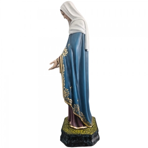Nossa Senhora das Lágrimas 100,0 cm - Base de madeira, olhos de vidro