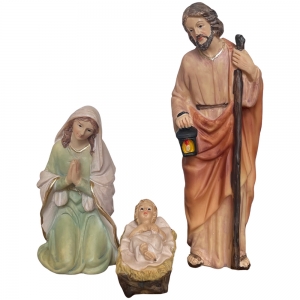 Presépio Sagrada Família 15cm, 3 peças, resina importada