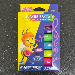 Guache Bastão com 6 cores Neon - Acrilex