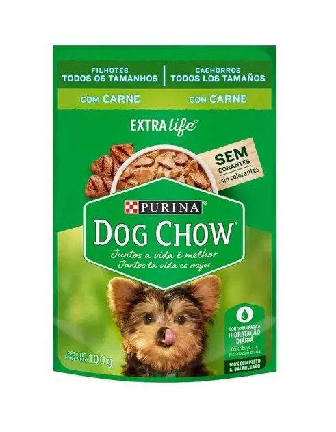 Ração Úmida Dog Chow Sabor Carne para Cães Filhotes - 100 g