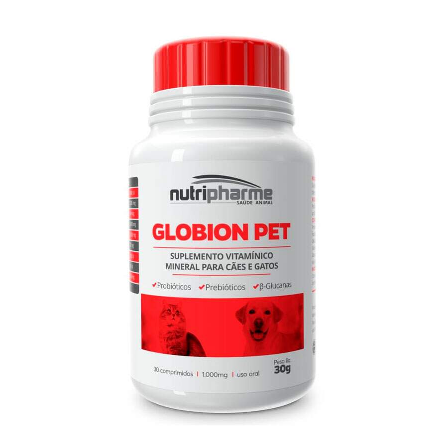 Suplemento Nutripharme Globion Pet 30 Comprimidos para Cães e Gatos