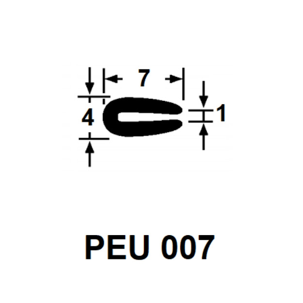 Perfil Pvc Preto U Galão Acabamento U007 1,0x4,0x7,0mm 3mt
