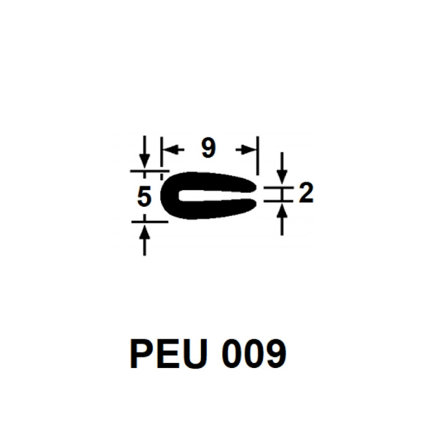 Perfil Pvc Preto U Galão Acabamento U009 2,0x5,0x9,0mm 5mt