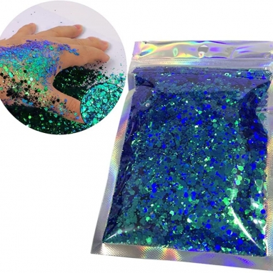 Glitter Flocado Holografico CAMEODAY - Green/Blue