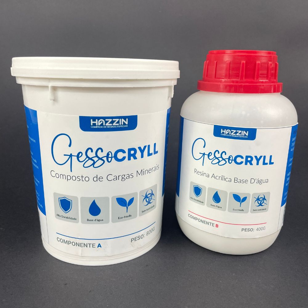 Gessocryll (resina acrílica base água + cargas minerais) - Kit com 1,2KG