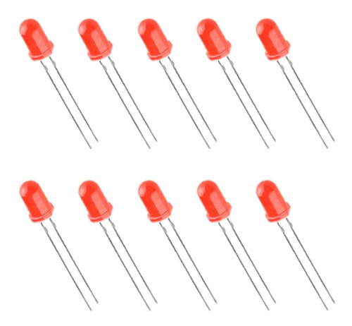 LED Difuso Vermelho de 5mm (kit com 10 unidades)
