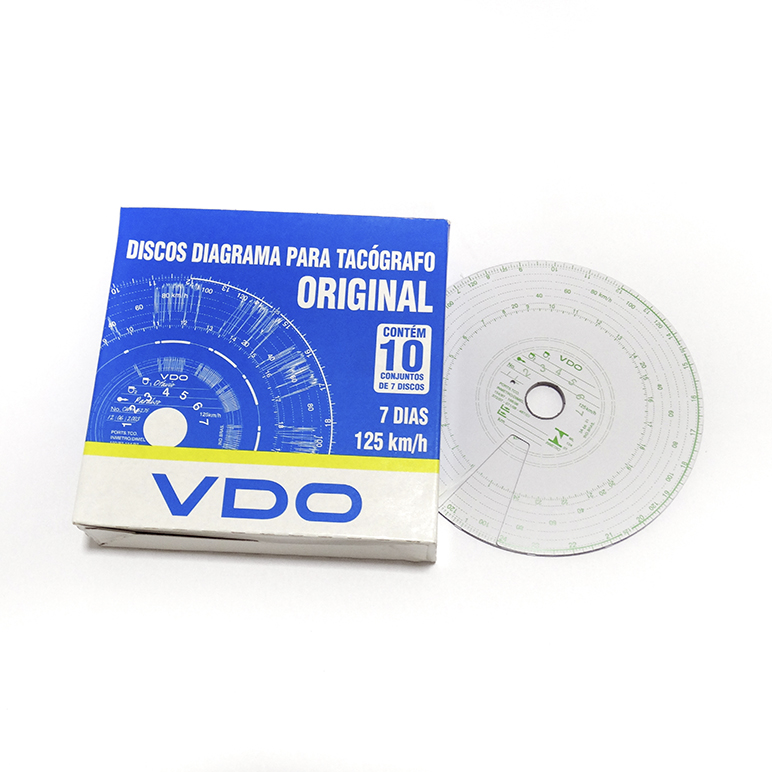 Disco de Tacógrafo Diagrama 7 Dias 125 Km VDO (Kit 10 conjuntos de 7 discos)