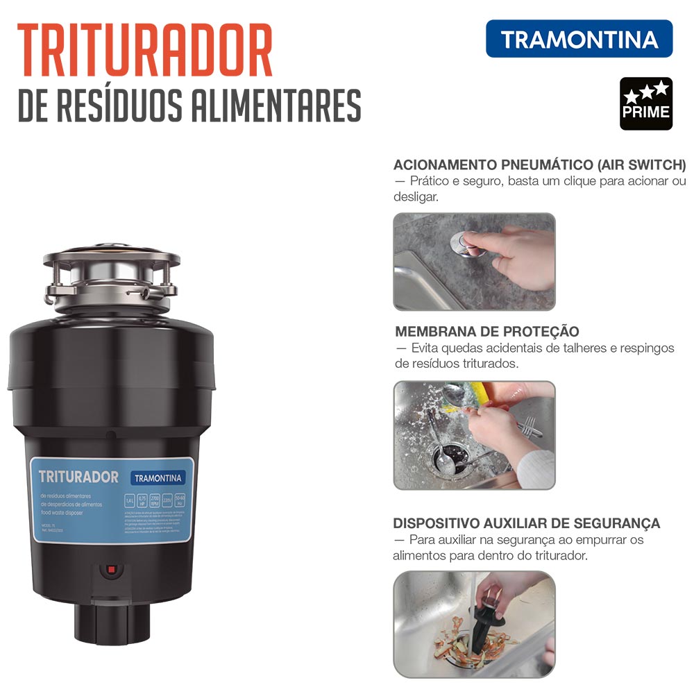 Triturador de Residuos Tramontina 220V/0,75HP P/ Valv4.1/2