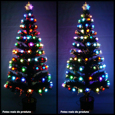 Arvore de Natal 90 cm Fibra Otica e Led de Bolinhas Coloridas Arvores de  Natal
