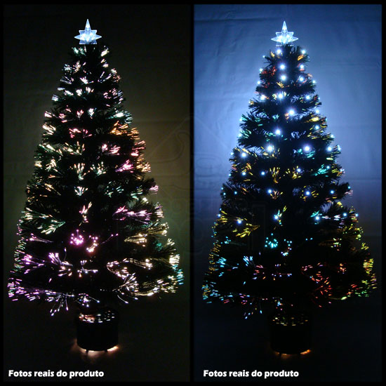 Árvore de Natal 1,50m Fibra Ótica c/ 180 galhos e 180 Pisca Leds Brancos Arvores  de Natal