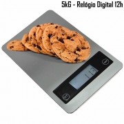 Balança Digital de Precisão Cozinha Comércio 5 kg Relógio CBRN02597