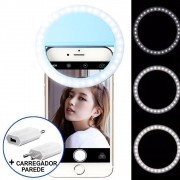 Ring Light Luz de Selfie Para Celular + carregador Azul CBRN08650