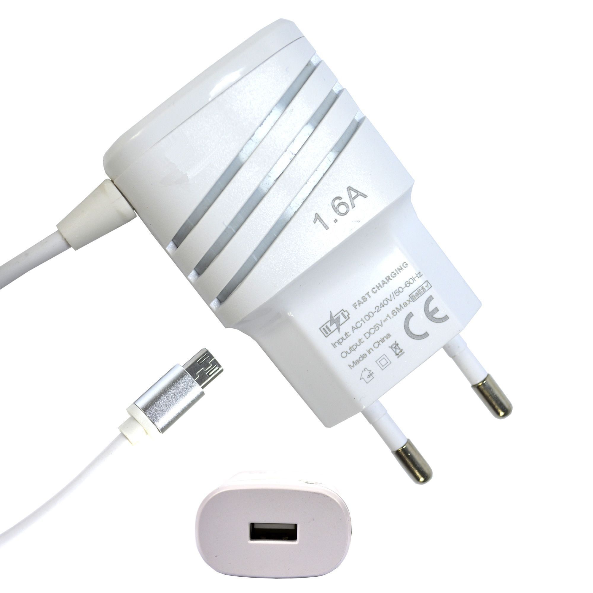 Carregador De Celular Universal Parede 1 USB bivolt 1.6A Branco CBRN05222