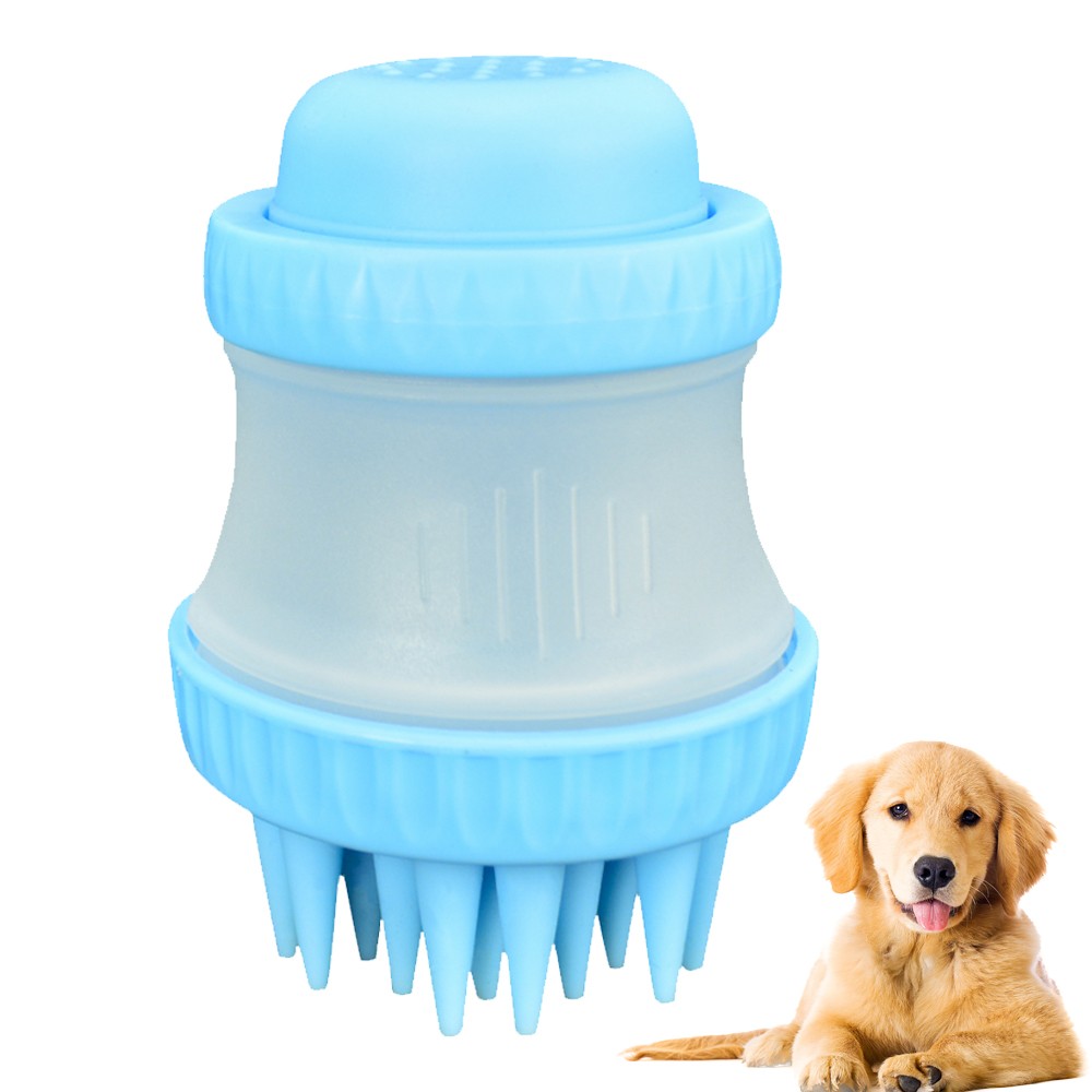 Escova de Silicone com Dispenser para Cachorro Gato Azul CBRN14439