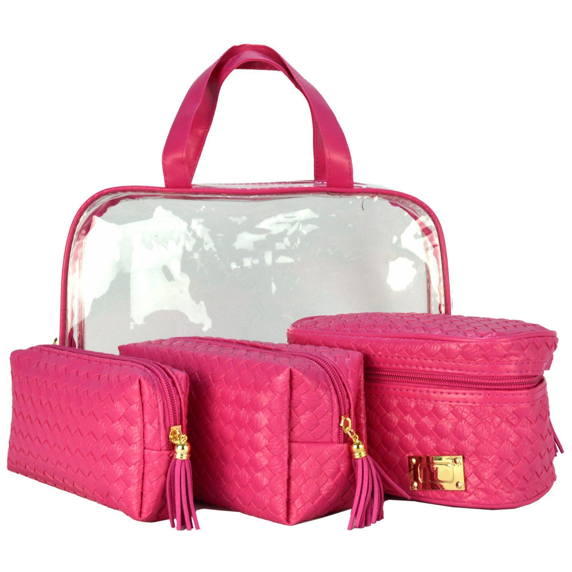 Frasqueiras Necessaire Feminina Luxo Pink Kit 4 Peças CBRN08216
