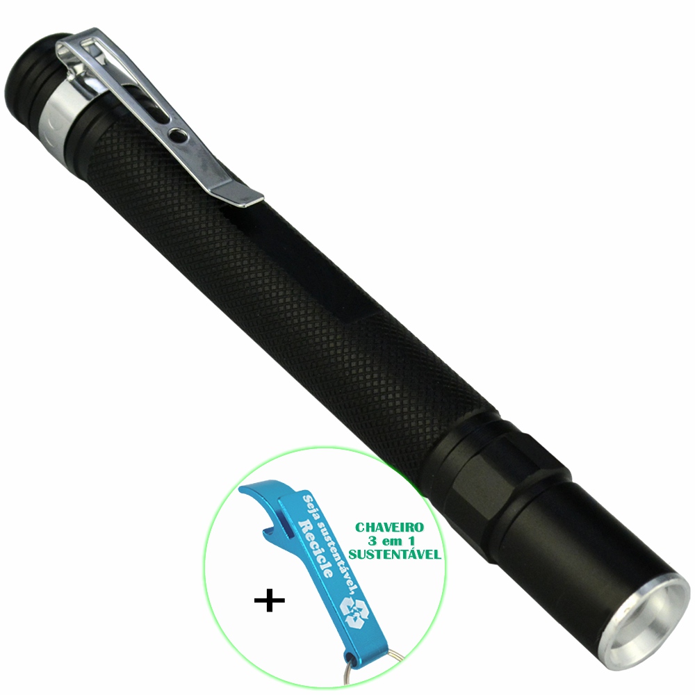 Mini Lanterna LED CREE T6 Zoom a Pilhas Potente + Chaveiro CBRN16495