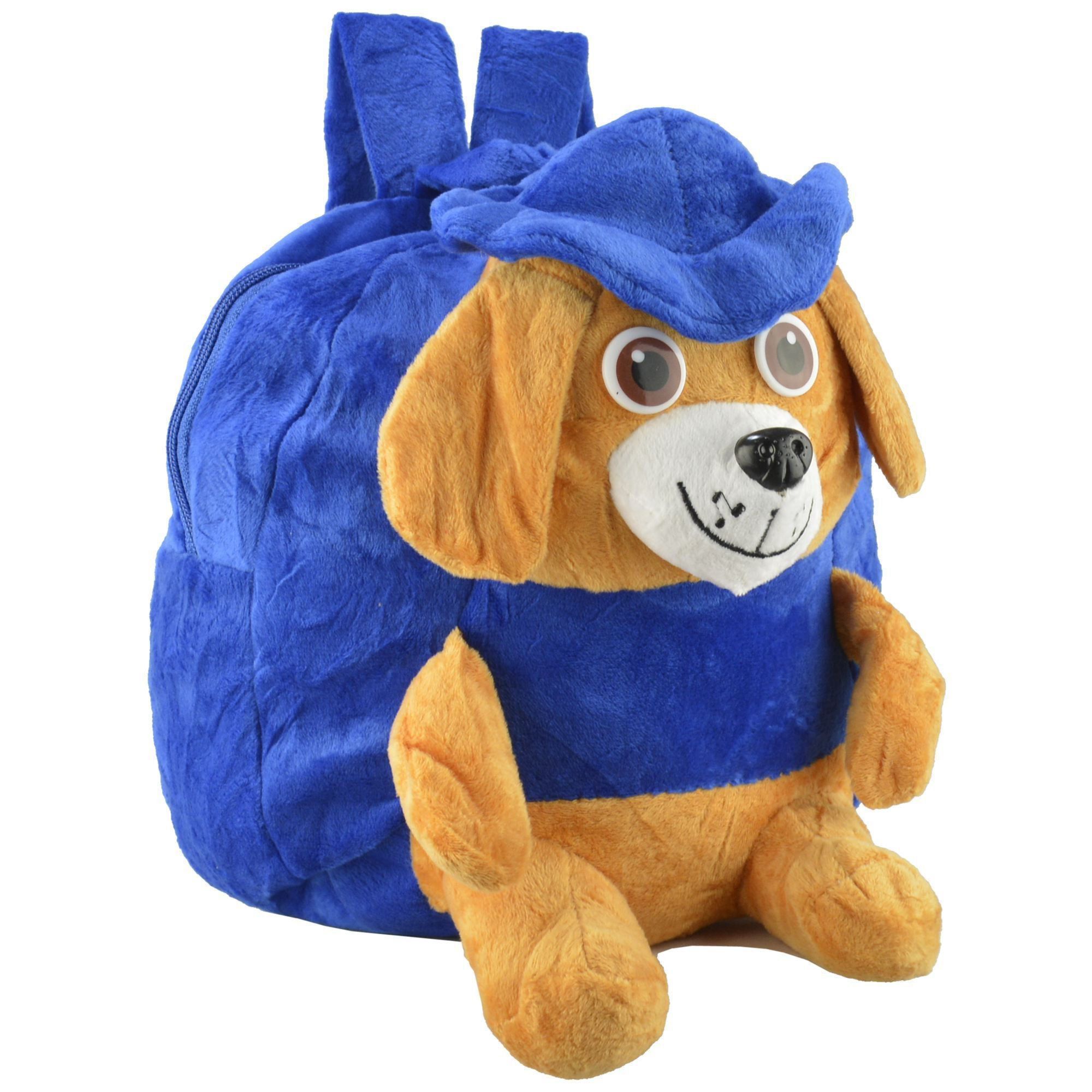 Mochila infantil Pelucia 3D cachorro chapeu azul CBRN07417