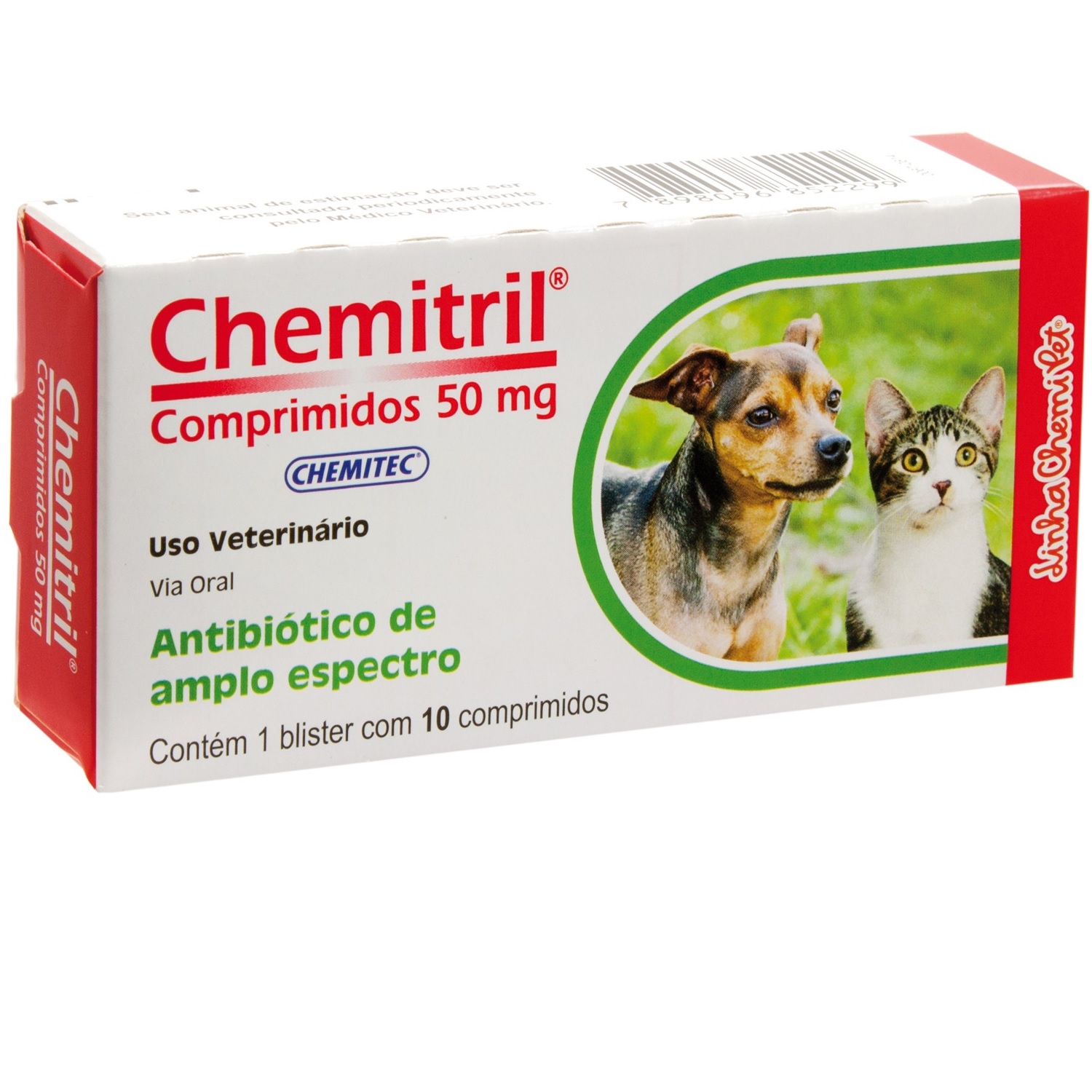 Chemitril 50mg para Cães e Gatos - 10 Comprimidos