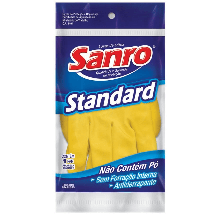 Luva Sanro Standard Amarela Media