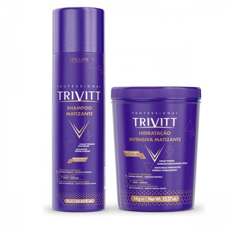 Kit Trivitt Matizante Shampoo 1Litro e Máscara Matizante 1 Litro