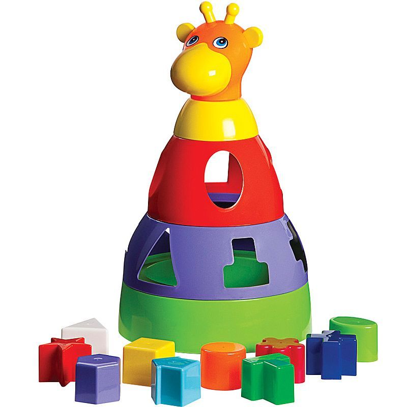 Girafa Didática Colorida com Blocos Geométricos de Encaixar Mercado Toys 291