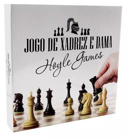  Jogo De Xadrez e Dama Tabuleiro Em Madeira 29x29cm 2x1 Hoyle 28806