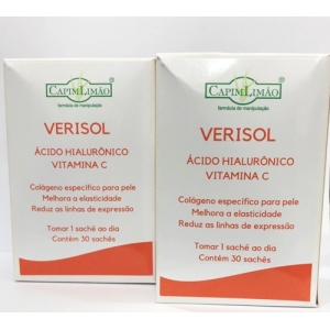 Verisol 2,5gr + Vit C 500mg + Ac. Hialuronico 50mg 60 Sachês Limão