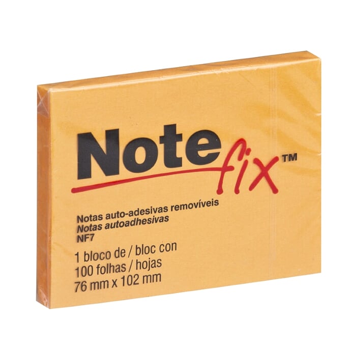 Bloco adesivo 3M Note Fix 76X102mm laranja 100 folhas