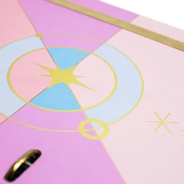 Caderno argolado Ótima ultra pensar rosa estrela com elástico
