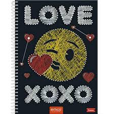 Caderno Foroni 10X1 Emoji Love Xoxo 200 folhas