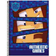 Caderno Foroni 1X1 Authentic Games Espiral 80 folhas