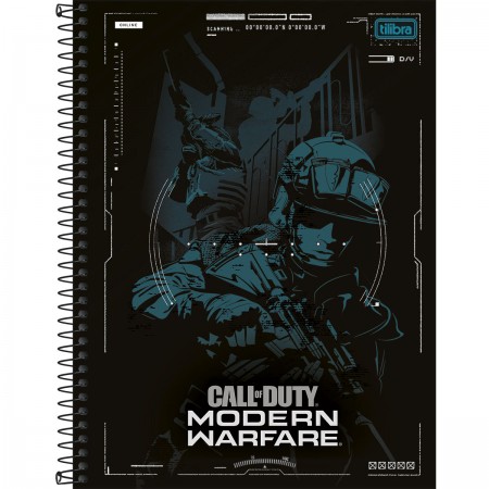 Caderno Tilibra 10X1 Call Of Duty Soldado Azul 160 folhas