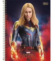 Caderno Tilibra 10X1 Captain Marvel mãos em chamas 160fls