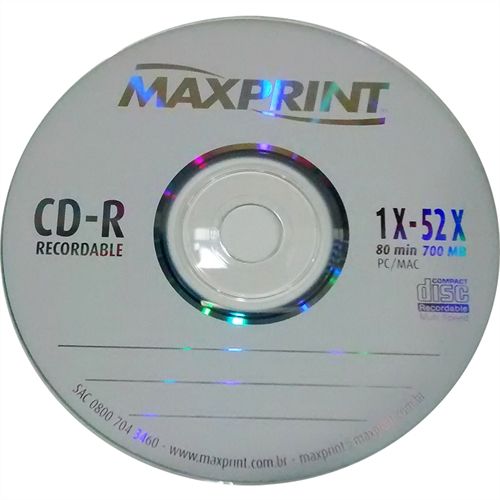 CD-R gravável Maxprint 700MB