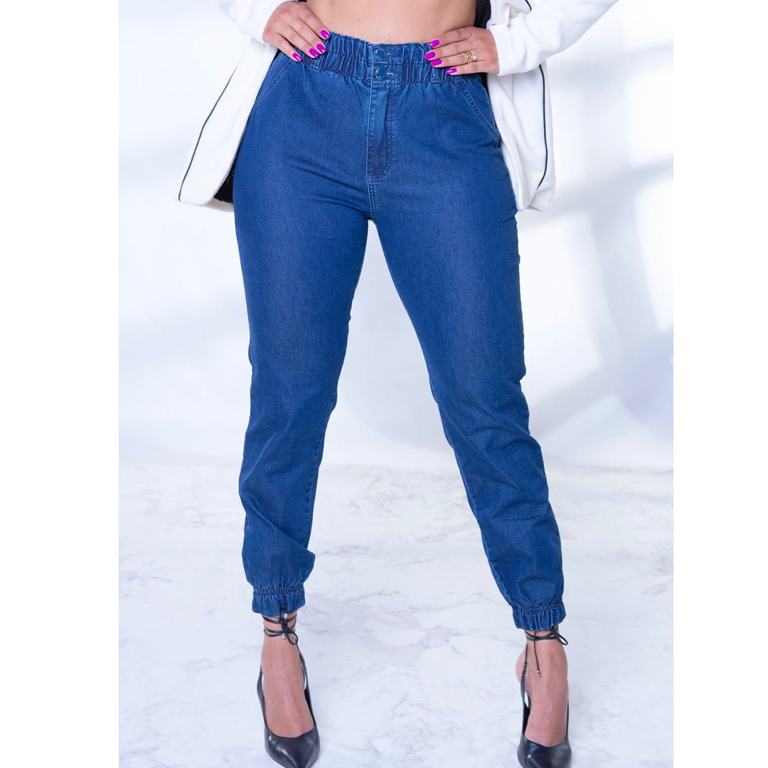 Calça Jogger Jeans Azul Feminina Spaço  - 5549