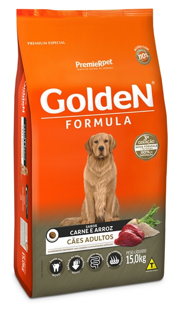 Ração Golden Fórmula Cães Adultos Sabor Carne e Arroz 15kg