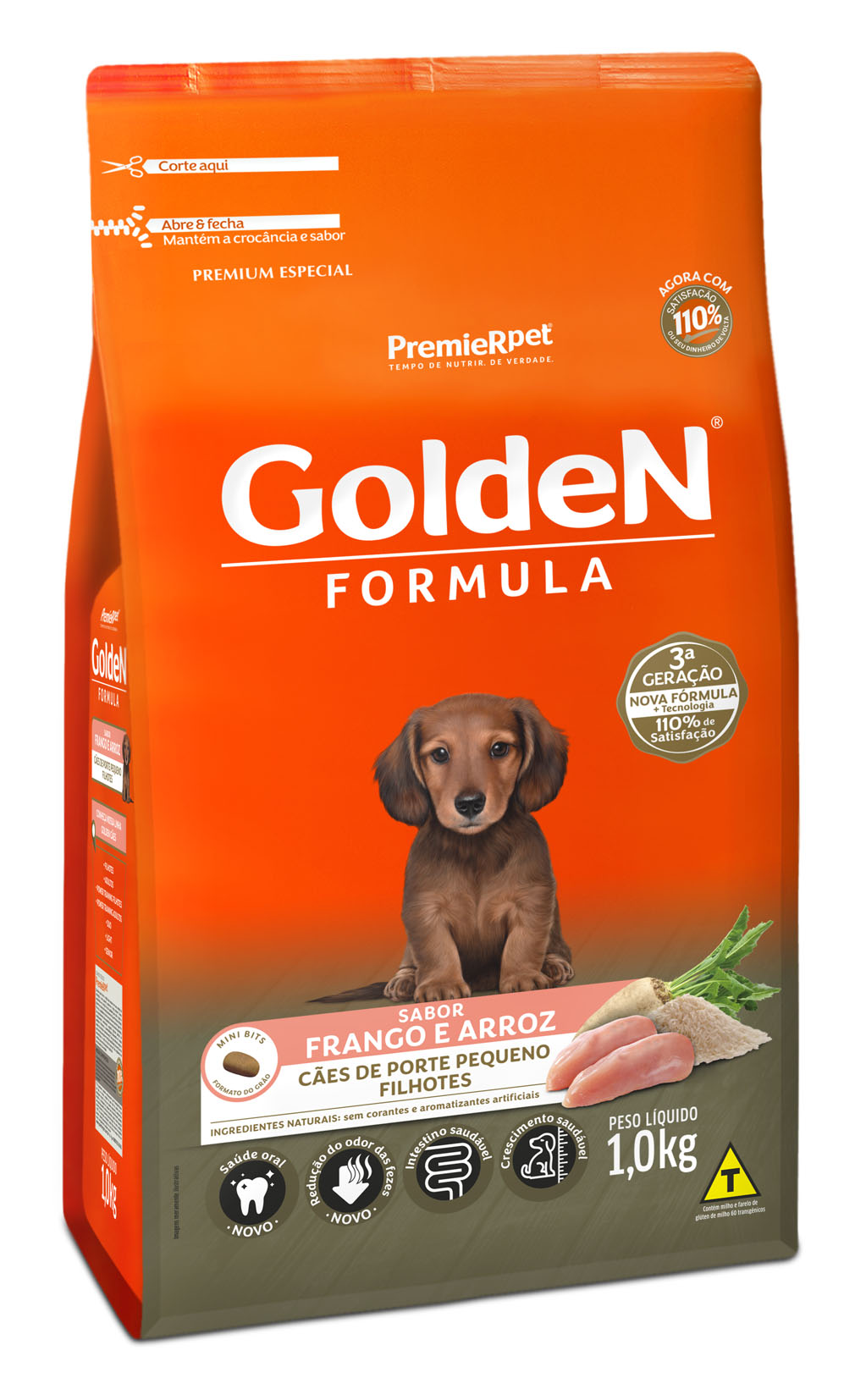 Ração Golden Fórmula Mini Bits Cães Filhotes Pequeno Porte Frango e Arroz  - 1kg
