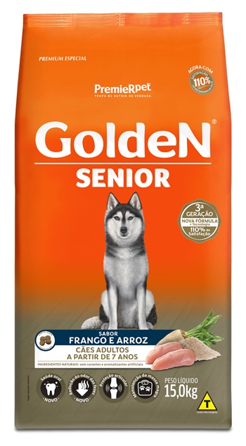 Ração Golden Fórmula Sênior Cães Adultos Sabor Frango e Arroz - 15kg