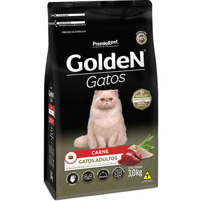Ração Golden para Gatos Adultos Sabor Carne - 3Kg