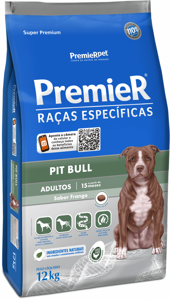 Ração Premier Raças Específicas Pitbull para Cães Adultos - 12kg