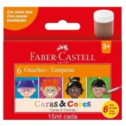 Tinta Guache Faber Castell 15ml Com 6 Cores Caras&cores