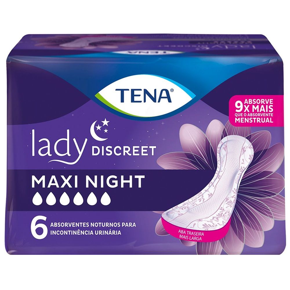 Absorvente para Incontinência Urinária Tena Lady Discreet Maxi Night 6 Unidades